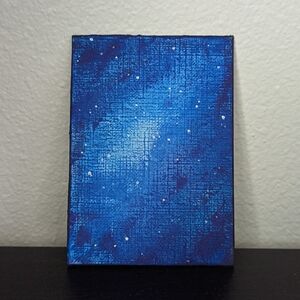 Abstract Blue Acrylic Painting, ACEO, Original Signed Art, ATC, Galaxy Stars